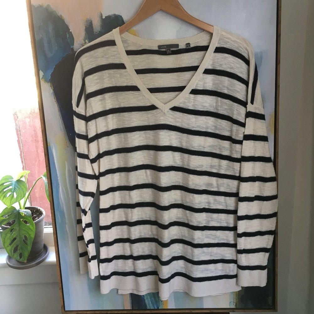 Vince. Cotton Long Sleeved Knit Top - L